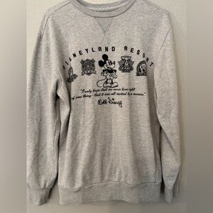Disneyland resort retro grey crewneck oversized cozy vacation sweatshirt size S